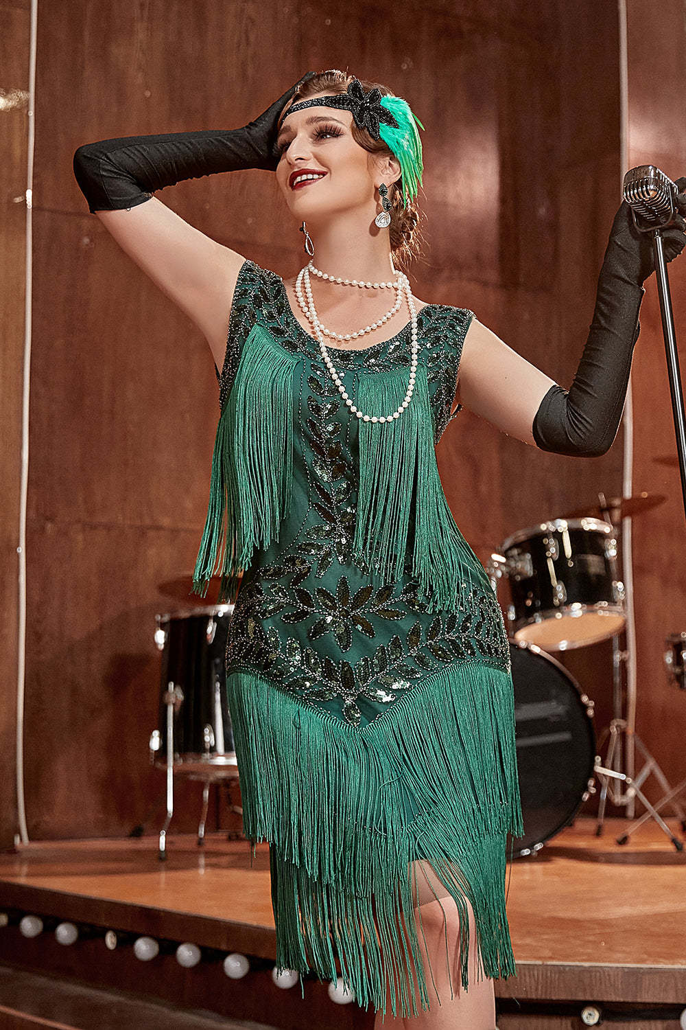 Plus Size Champagne Gatsby Flapper Dress with Sequins and Fringes