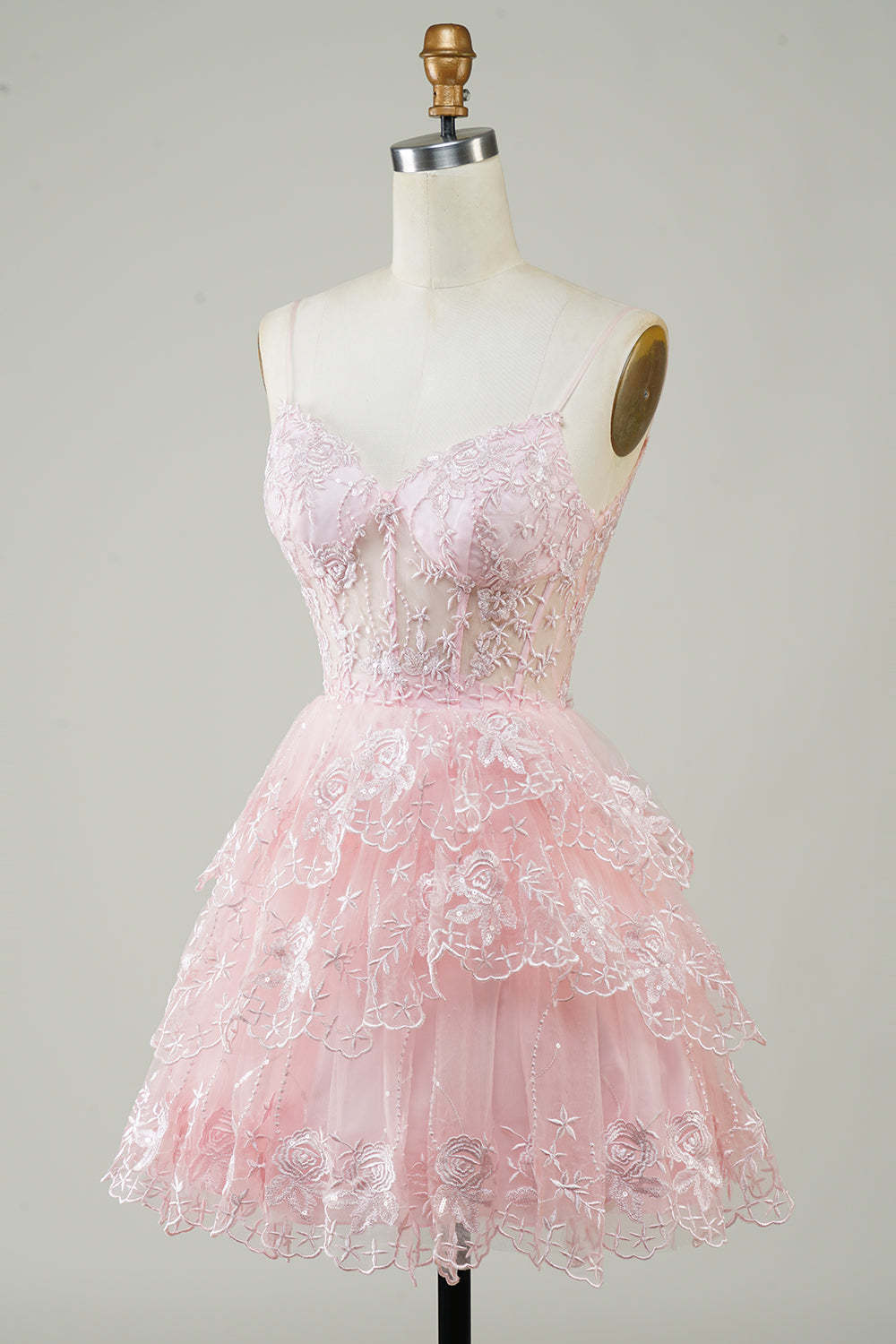 Purple Sparkly Corset A-Line Spaghetti Strap Homecoming Dress