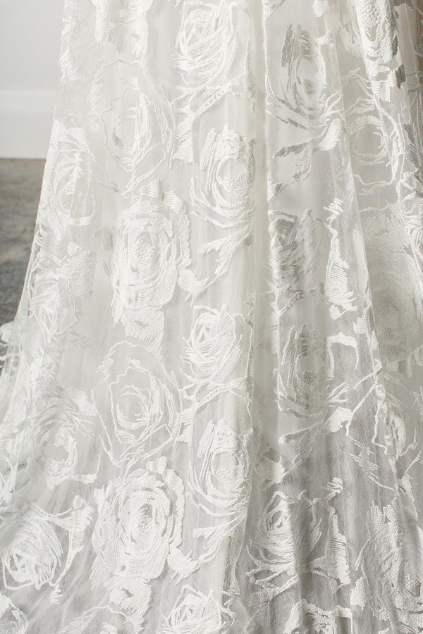 A Line Spaghetti Straps Beach Wedding Dress Lace Bridal Gown