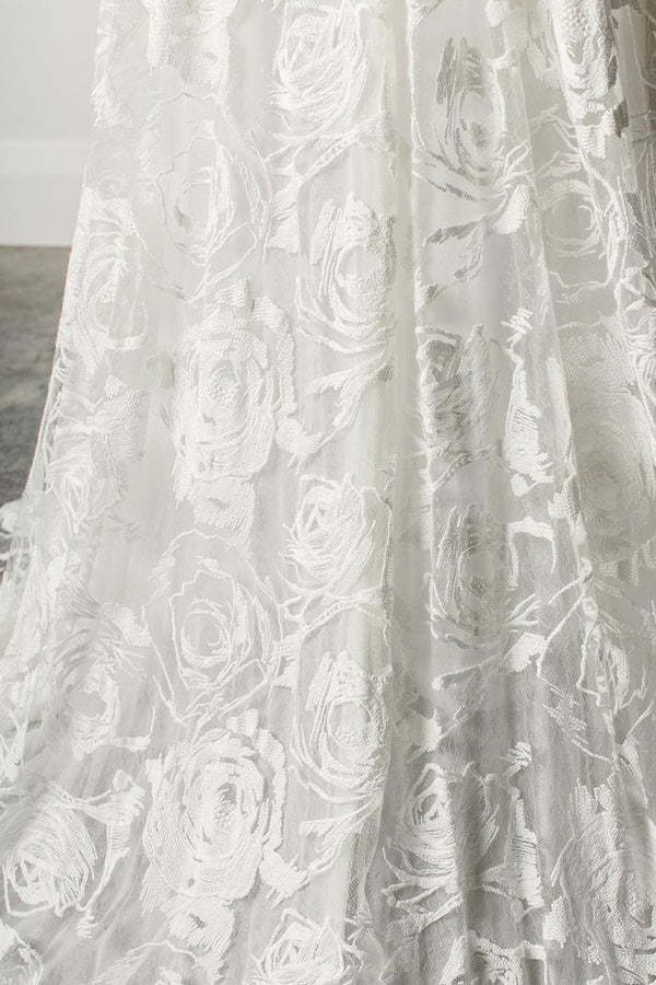 A Line Spaghetti Straps Beach Wedding Dress Lace Bridal Gown