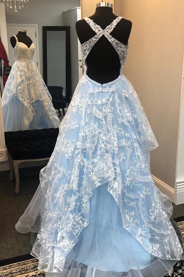 A Line Sweetheart Prom Dress Light Blue Evening Dress