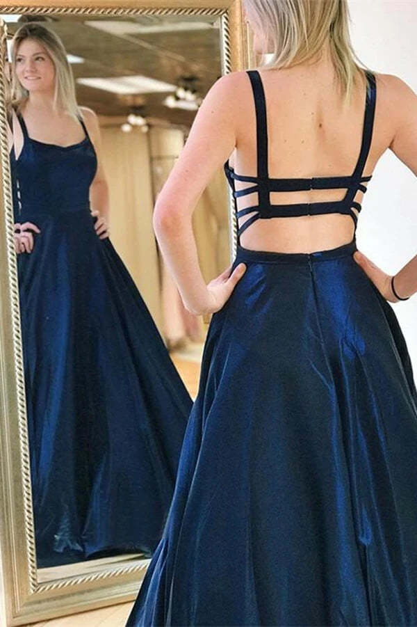 A Line Taffeta Long Prom Dress With Pocket Evening Dress