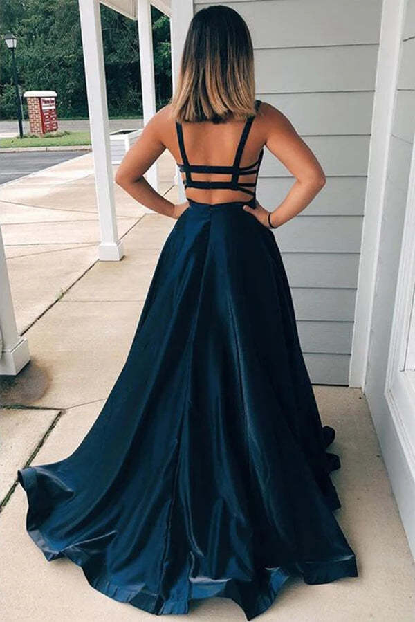 A Line Taffeta Long Prom Dress With Pocket Evening Dress