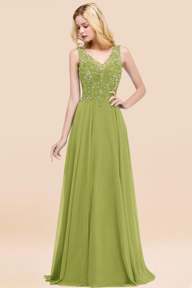 27prom Affordable Lace V-Neck Navy Bridesmaid Dresses With Appliques-27prom