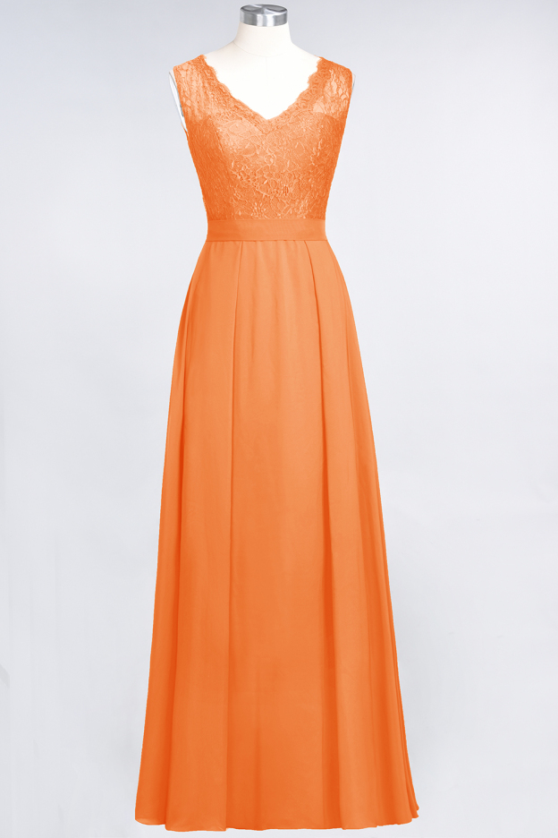 27prom Modest Chiffon V-Neck Burgundy Lace Bridesmaid Dresses Online-27prom