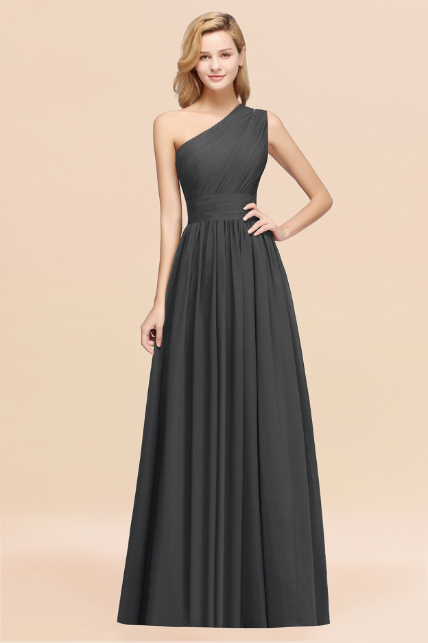 27prom Stylish One-shoulder Sleeveless Long Junior Bridesmaid Dresses Affordable-27prom