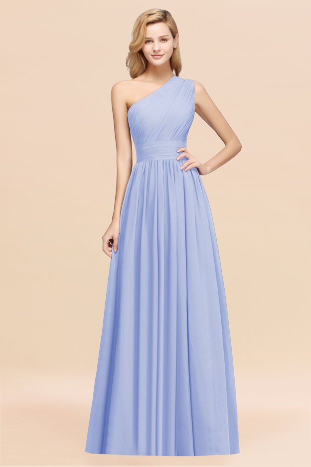 27prom Stylish One-shoulder Sleeveless Long Junior Bridesmaid Dresses Affordable-27prom