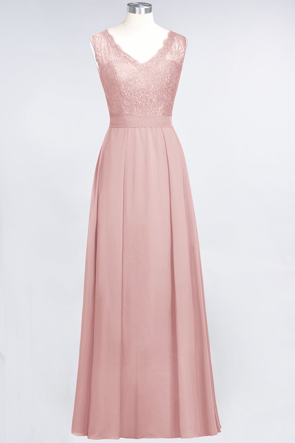 27prom Modest Chiffon V-Neck Burgundy Lace Bridesmaid Dresses Online-27prom