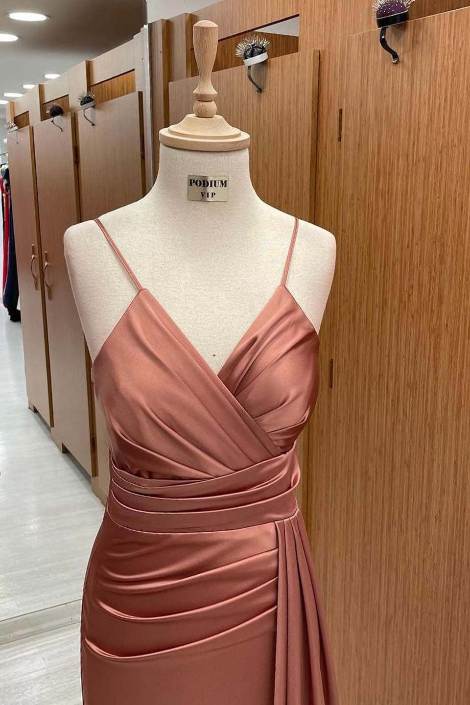Elegant V-Neck Spaghetti-Strap Mermaid Evening Dress