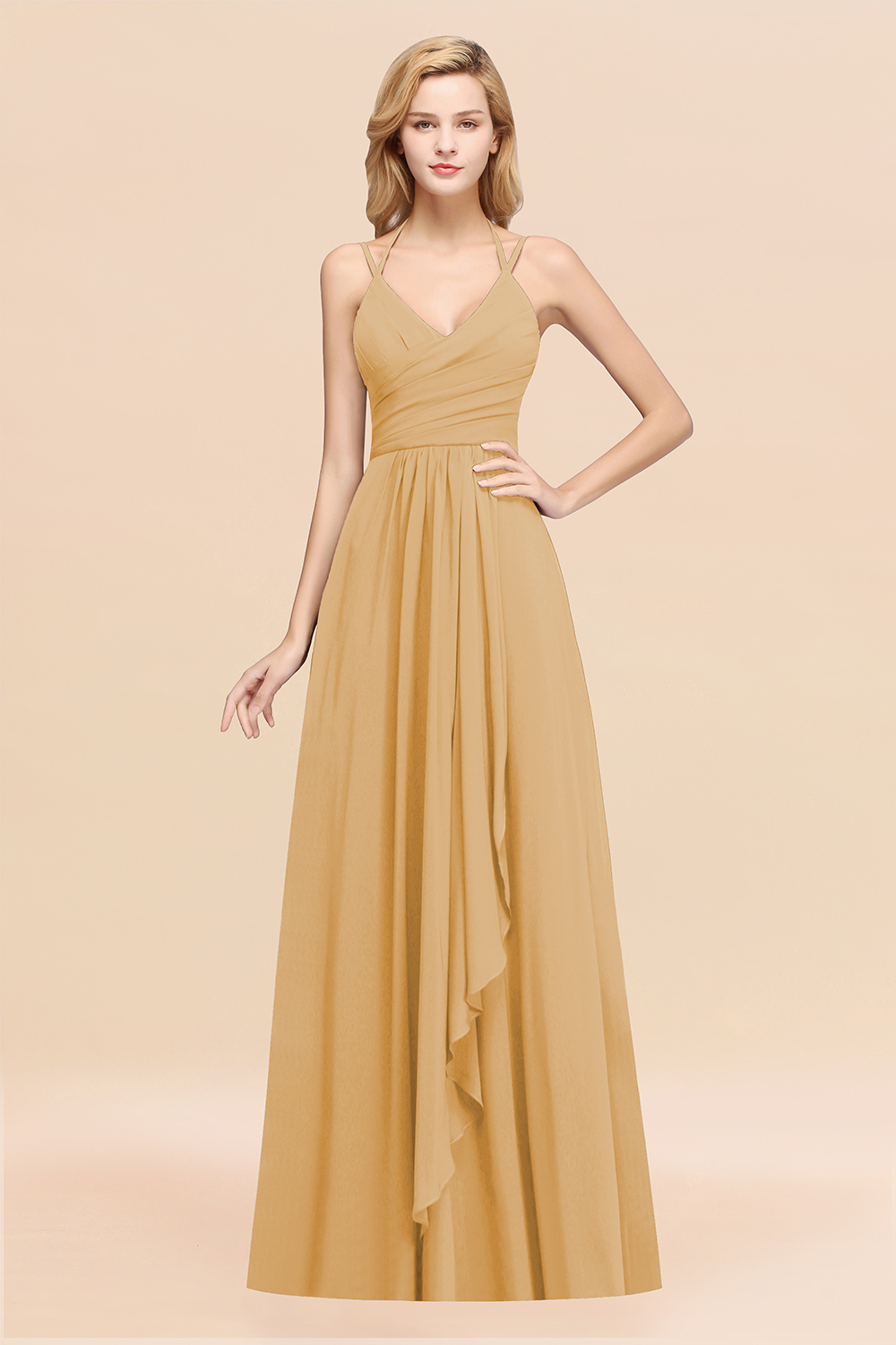 27prom Affordable Chiffon Burgundy Bridesmaid Dress With Spaghetti Straps-27prom