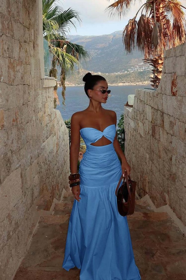 Strapless Sweetheart Sleeveless Long Prom Dress With Pleated