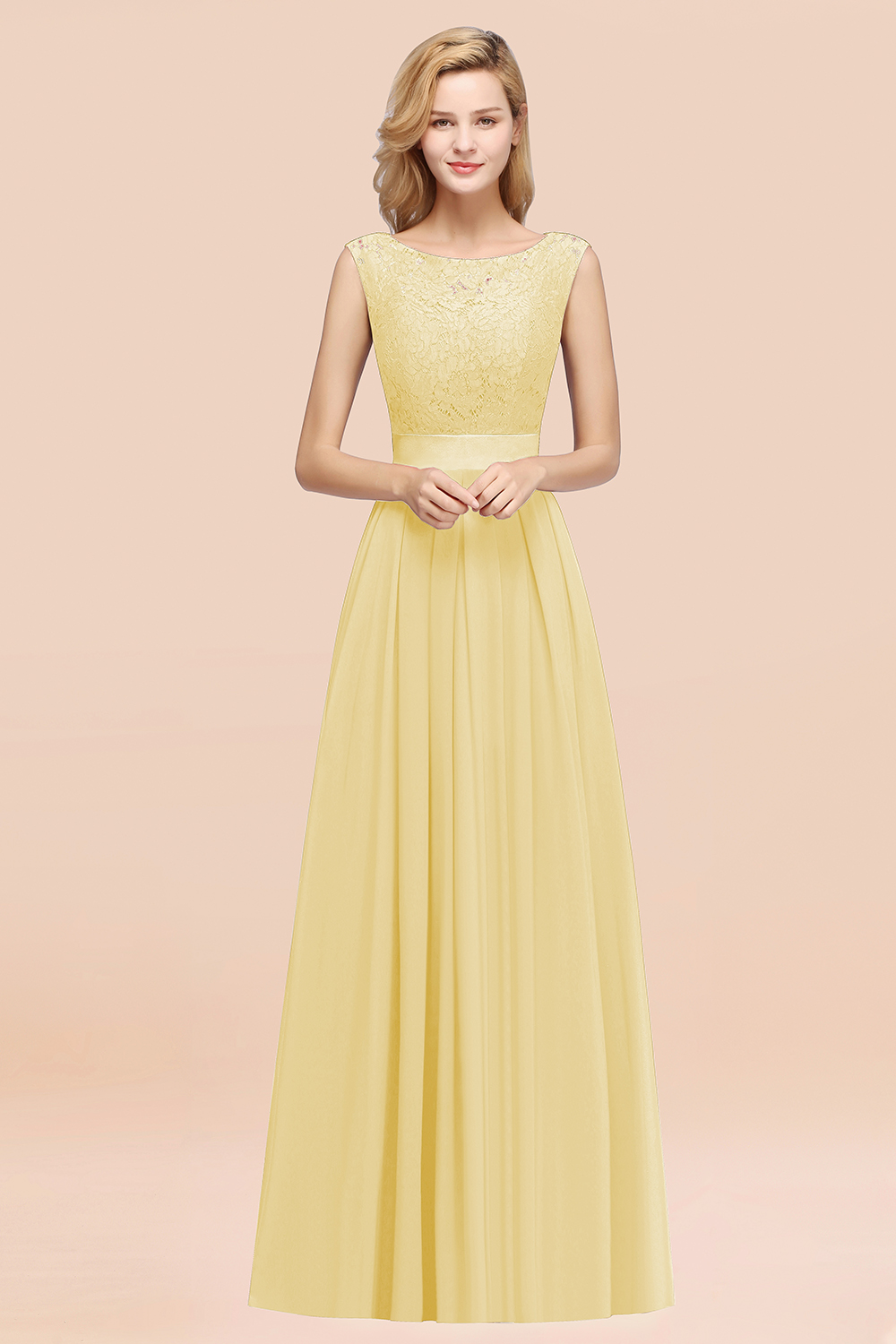 27prom Vintage Sleeveless Lace Bridesmaid Dresses Affordable Chiffon Wedding Party Dress Online-27prom