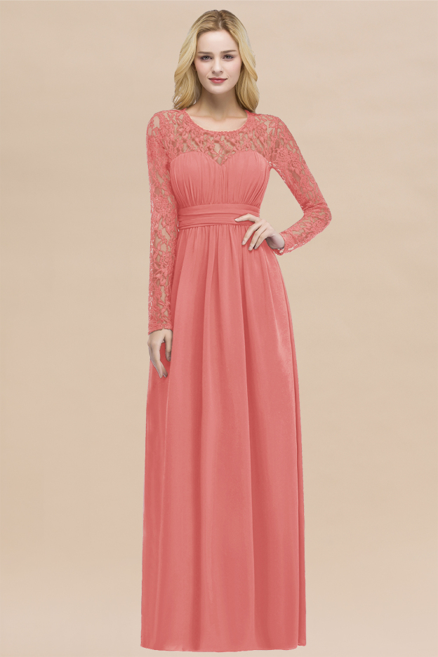27prom Elegant Lace Burgundy Bridesmaid Dresses Online with Long Sleeves-27prom