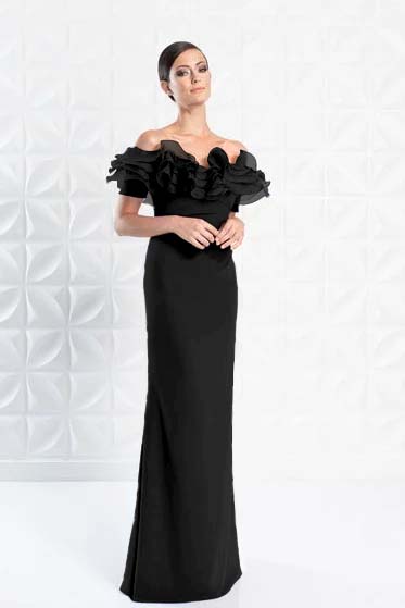 Off the Shoulder Sleeveless Long Mermaid Prom Dress With Ruffles