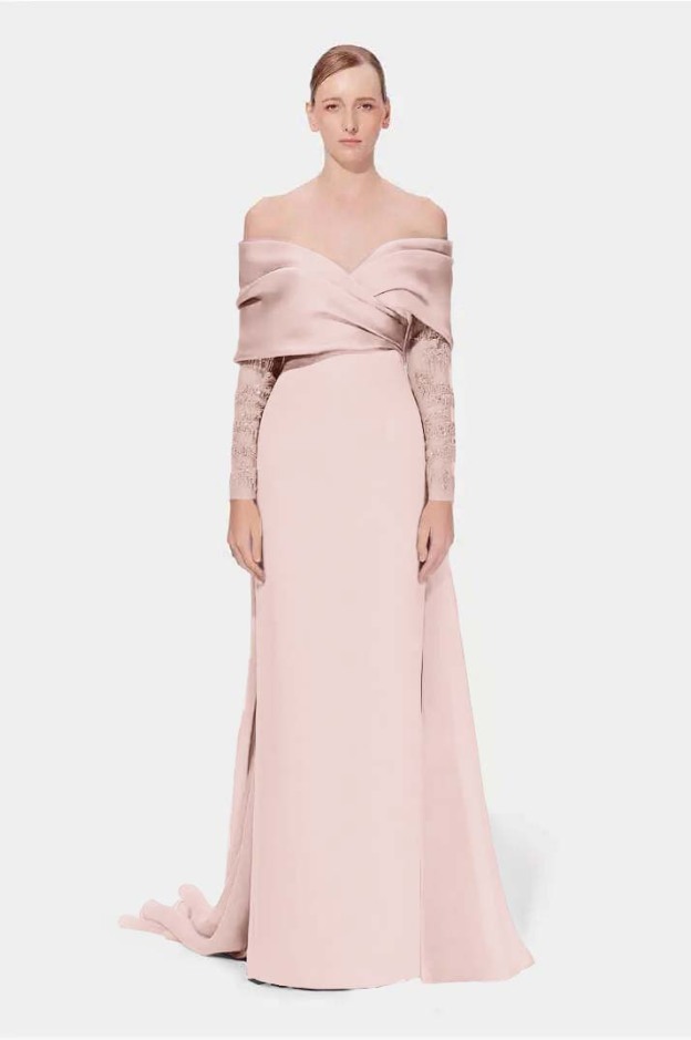 Off the Shoulder Long Sleeves Long Mermaid Prom Dress With Appliques