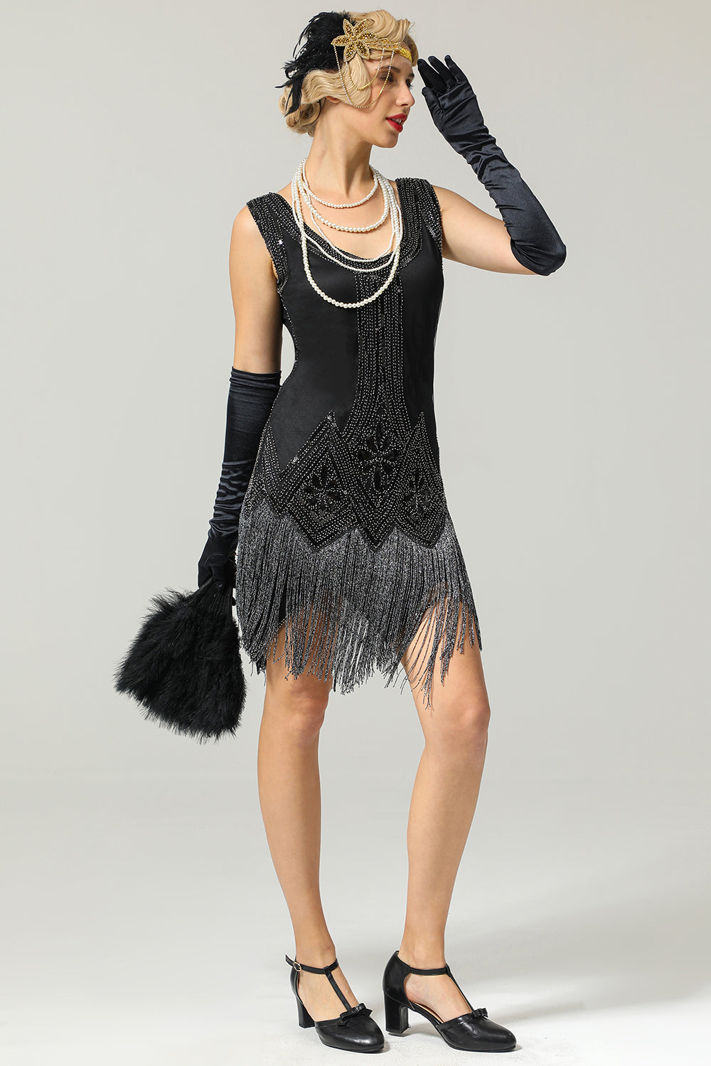 Black Sequin Flapper Dress