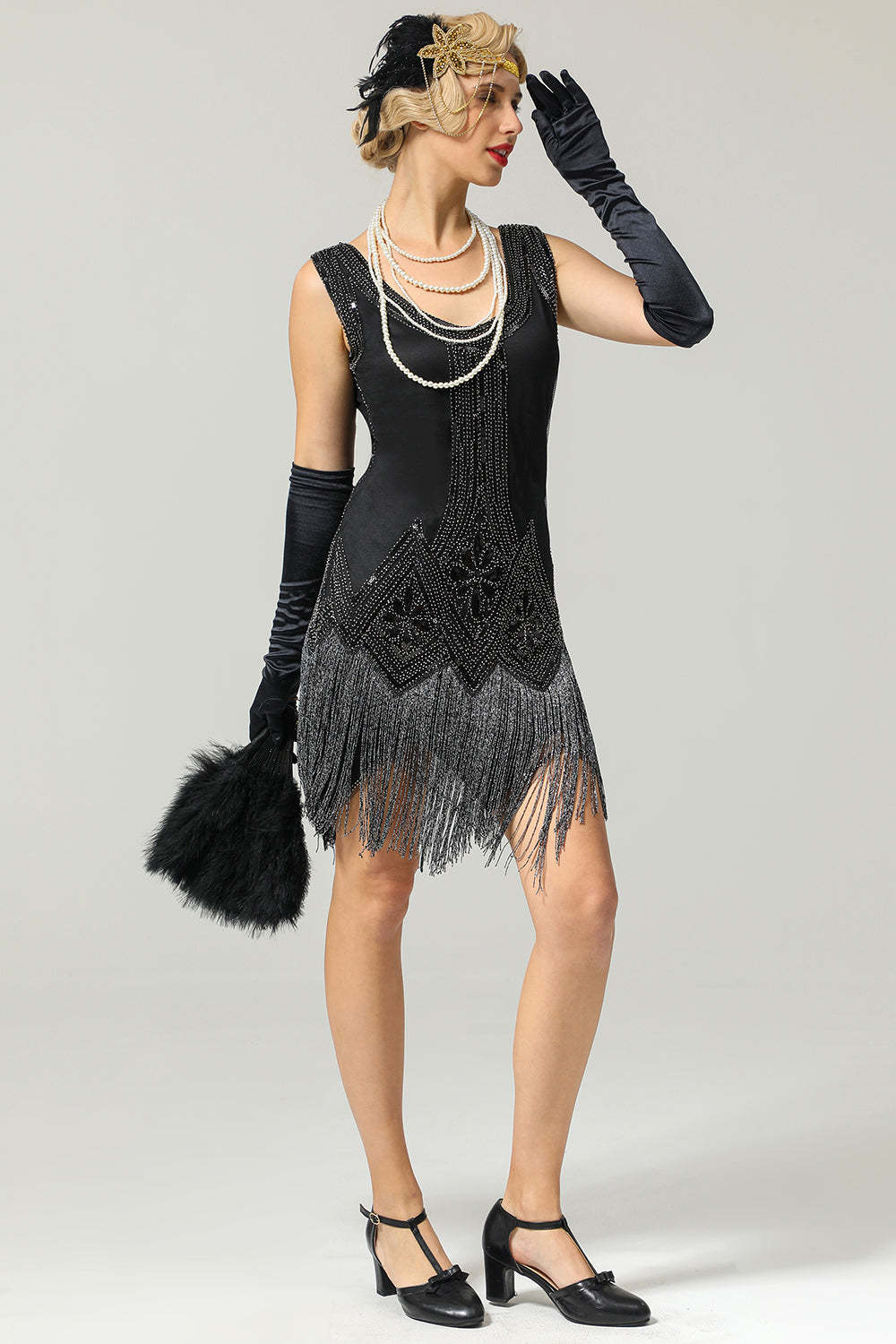 Black Sequin Flapper Dress
