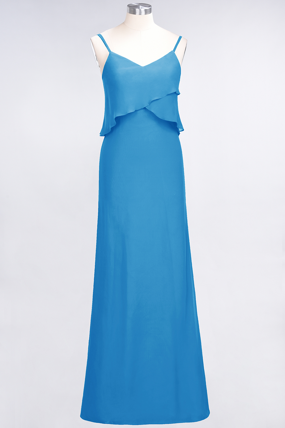 27prom Affordable Spaghetti-Straps V-Neck Burgundy Chiffon Bridesmaid Dresses-27prom