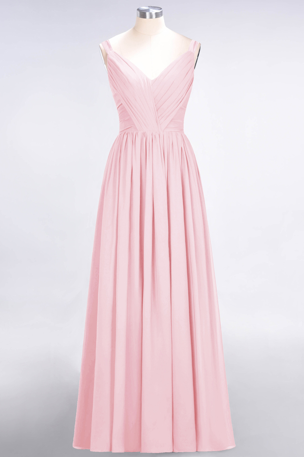 27prom Chic V-Neck Straps Ruffle Burgundy Bridesmaid Dresses with Bow Sash-27prom