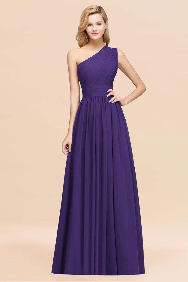 27prom Stylish One-shoulder Sleeveless Long Junior Bridesmaid Dresses Affordable-27prom