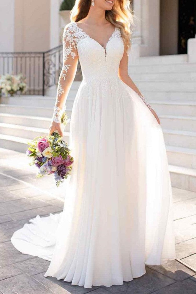Long Sleeve Lace Tulle Wedding Dress