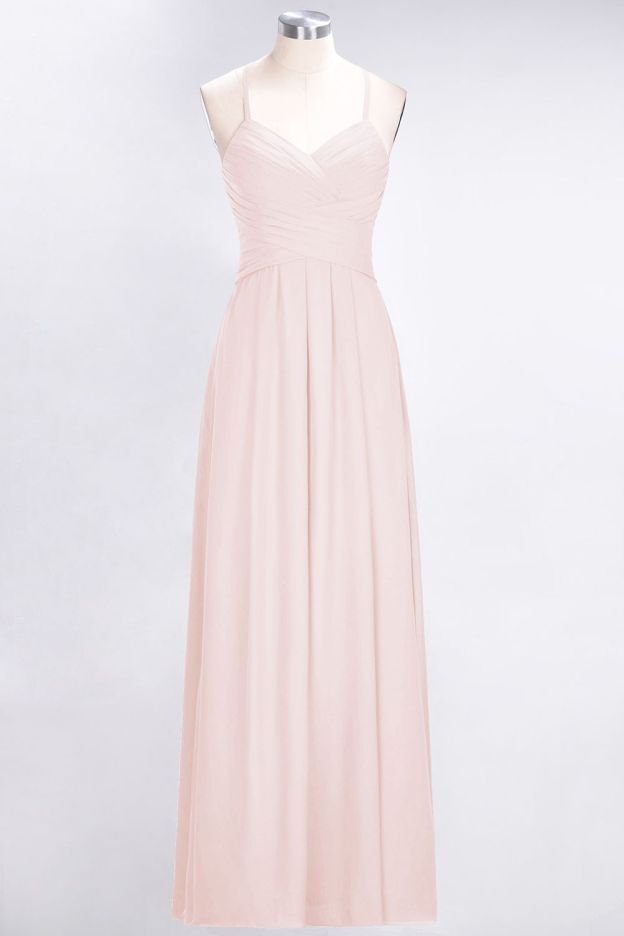 27prom Affordable Spaghetti Straps V-Neck Burgundy Chiffon Bridesmaid Dress with Keyhole Back-27prom