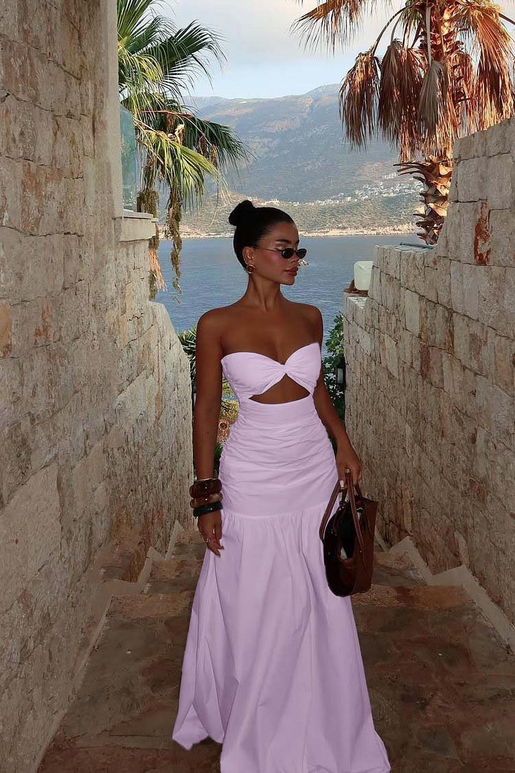 Strapless Sweetheart Sleeveless Long Prom Dress With Pleated