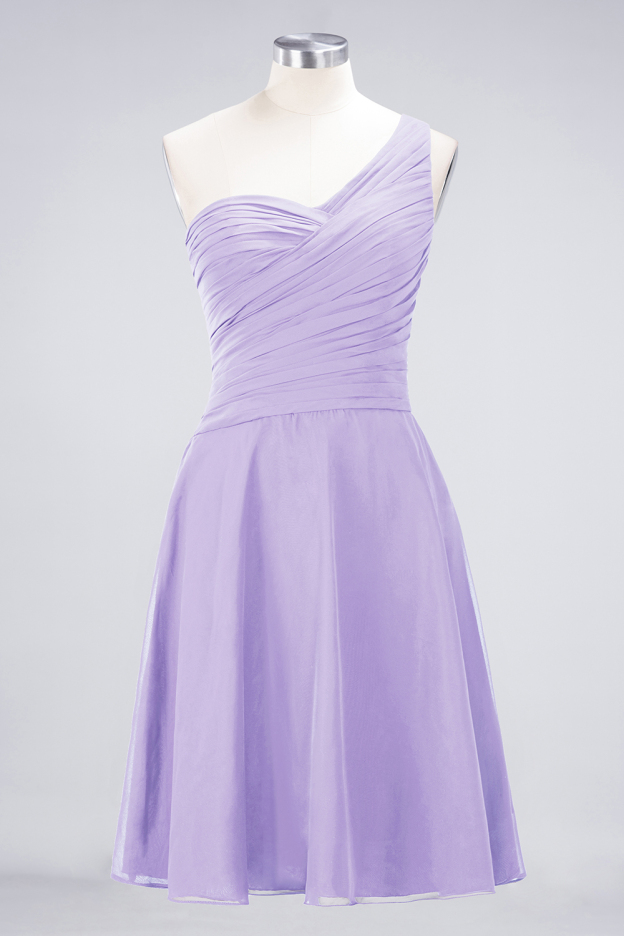 27prom Chic One-Shoulder Short Burgundy Affordable Bridesmaid Dress with Ruffle-27prom