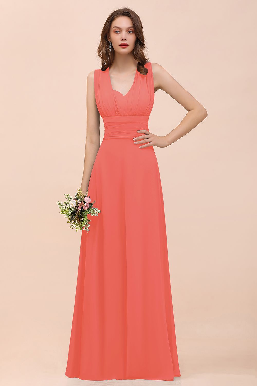 27prom New Arrival Dusty Blue Ruched Long Convertible Bridesmaid Dresses-27prom