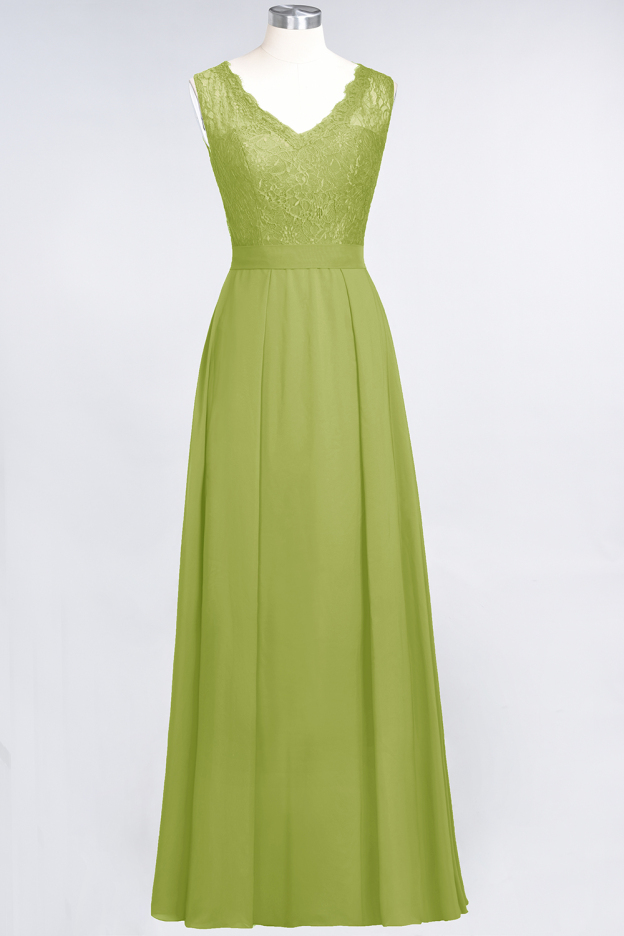 27prom Modest Chiffon V-Neck Burgundy Lace Bridesmaid Dresses Online-27prom