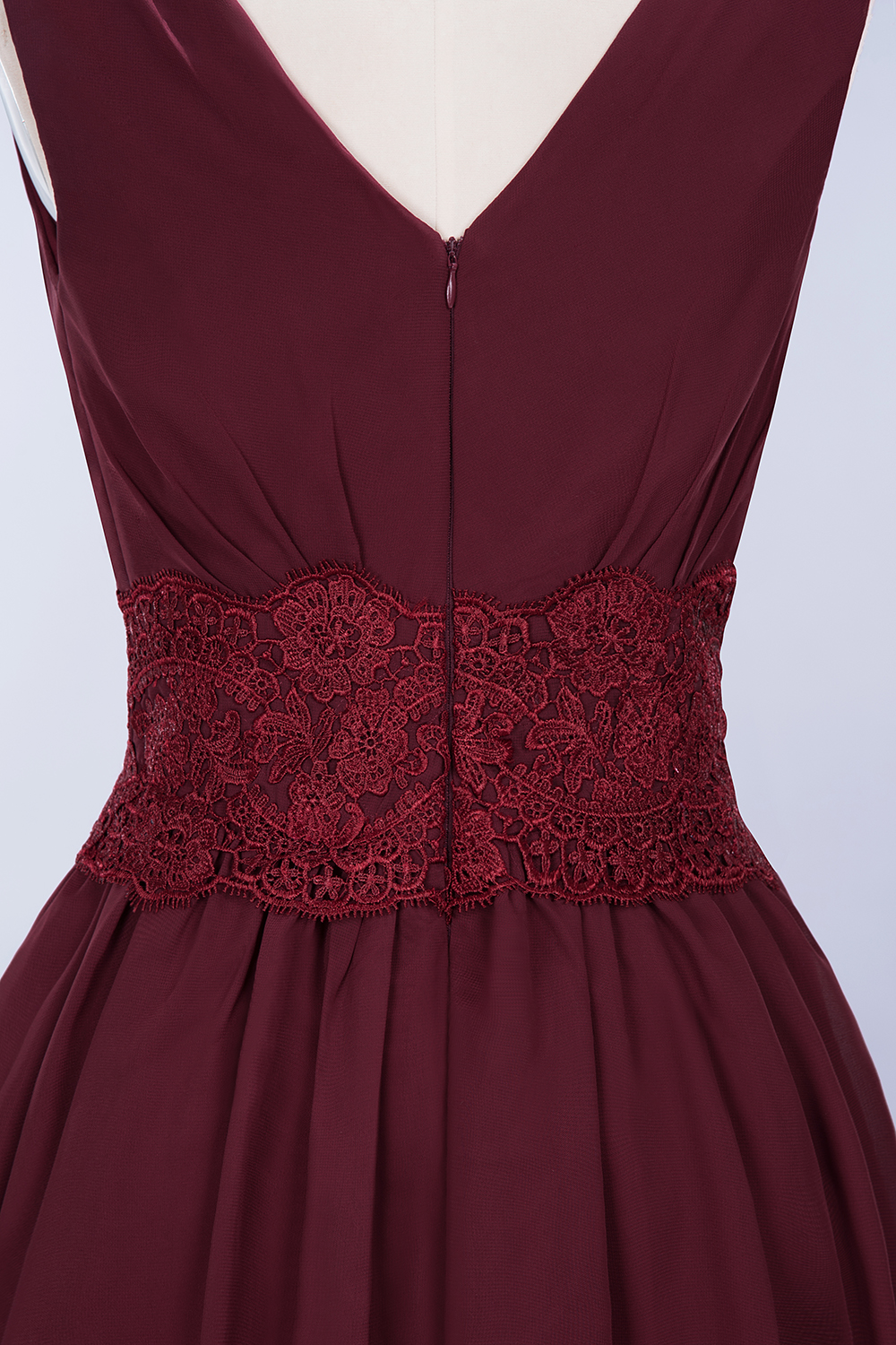 27prom Pretty V-Neck Short Sleeveless Lace Bridesmaid Dresses Online-27prom