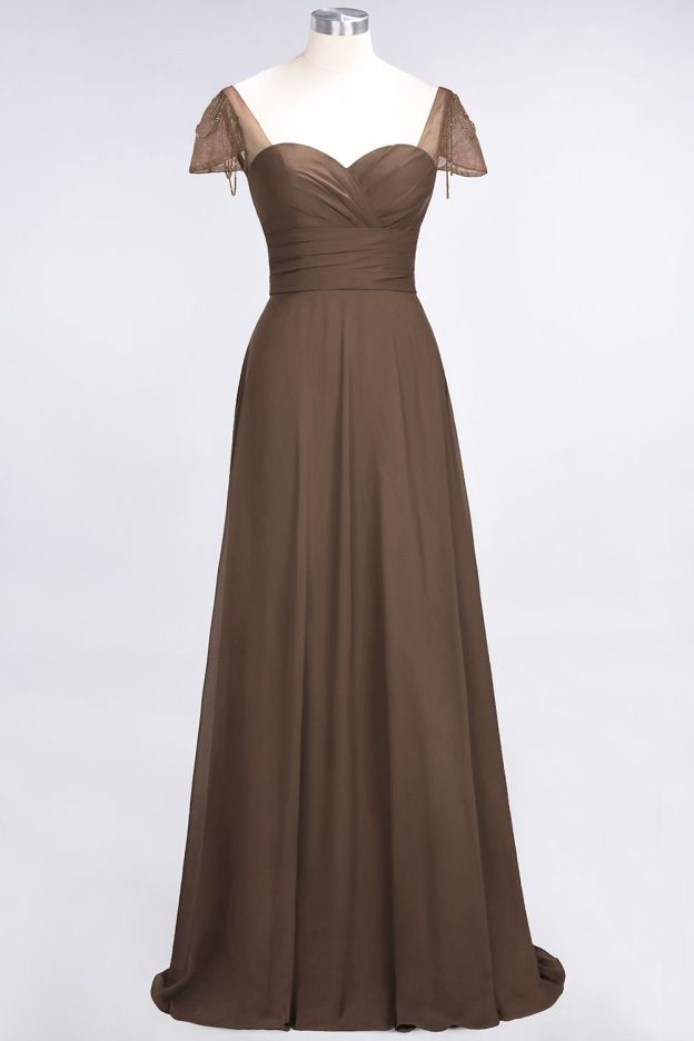 27prom Chic Chiffon Sweetheart Cap-Sleeves Ruffle Bridesmaid Dresses with Beadings-27prom