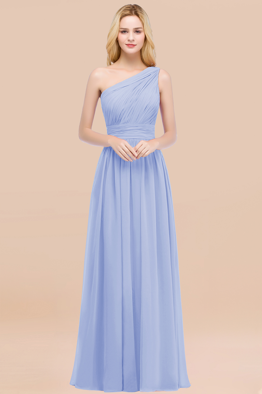 27prom Chic One-shoulder Sleeveless Burgundy Chiffon Bridesmaid Dresses Online-27prom