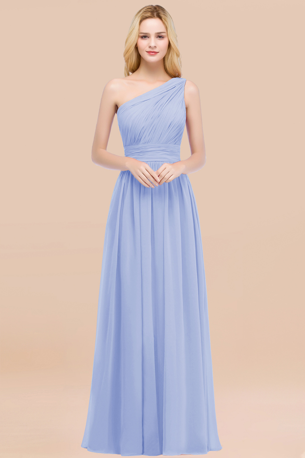 27prom Chic One-shoulder Sleeveless Burgundy Chiffon Bridesmaid Dresses Online-27prom