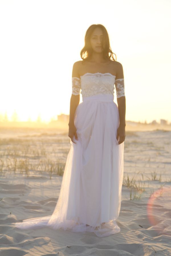Beach Tulle Lace Wedding Dress