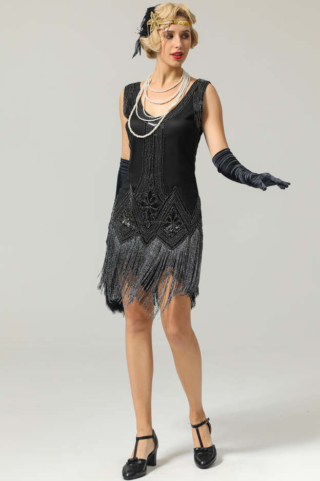 Black Sequin Flapper Dress