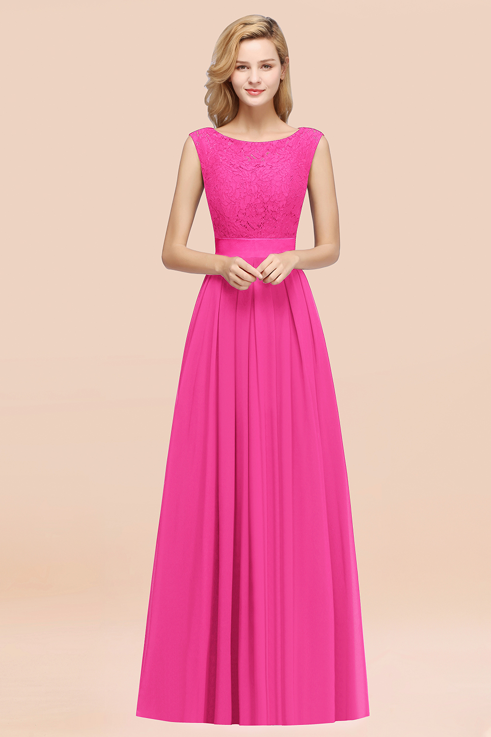 27prom Vintage Sleeveless Lace Bridesmaid Dresses Affordable Chiffon Wedding Party Dress Online-27prom