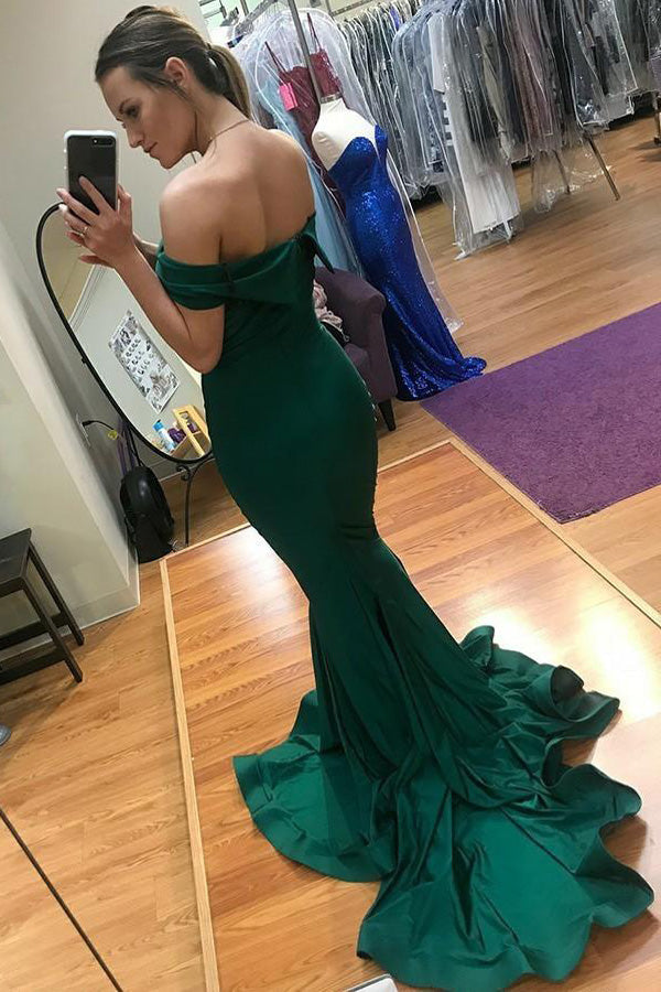 Charming Mermaid Off The Shoulder Satin Prom Dress Evening dress