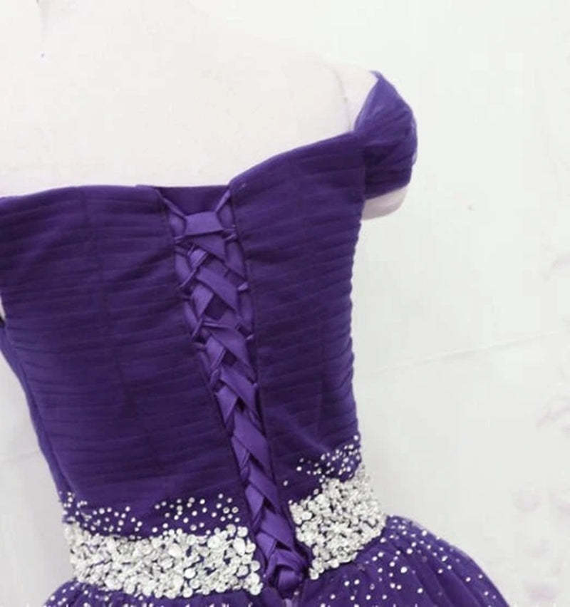 Charming Off Shoulder Dark Purple Tulle Long Prom Dresses with Sequins, Dark Purple Formal Graduation Evening Dresses
