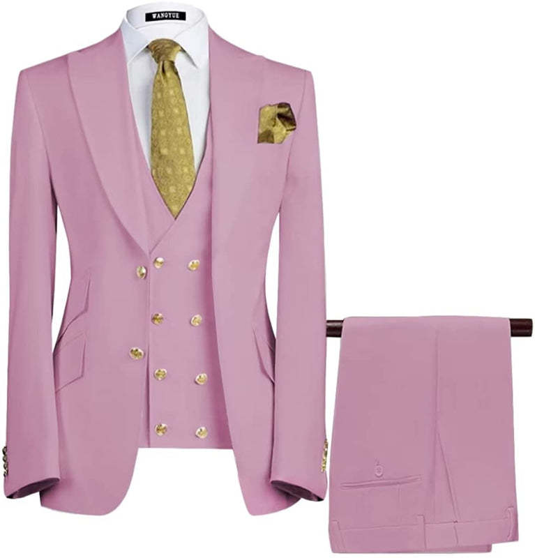 Bartley Chic Lilac Three Pieces Peaked Lapel Close Fitting Prom Suits For Men