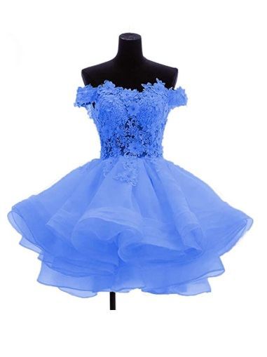 Cute Off The Shoulder Homecoming Dress Lace Appliques Short Prom Dress