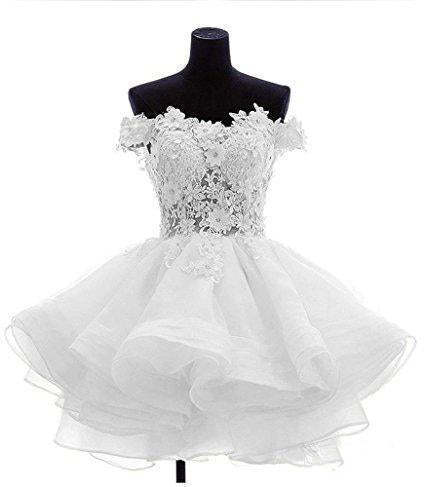 Cute Off The Shoulder Homecoming Dress Lace Appliques Short Prom Dress