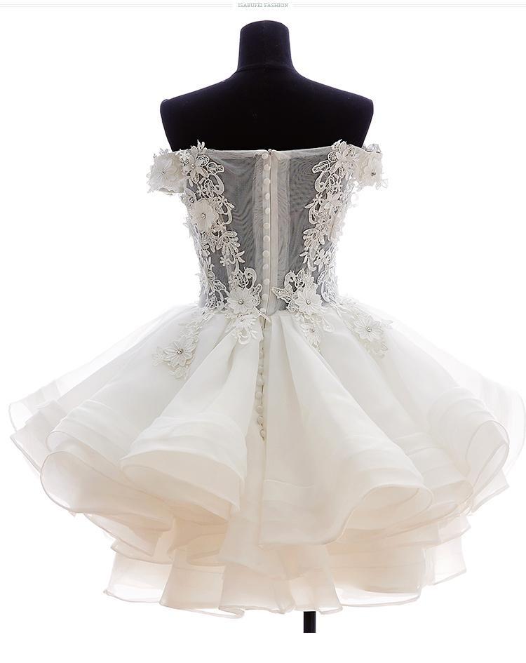 Cute Off The Shoulder Homecoming Dress Lace Appliques Short Prom Dress