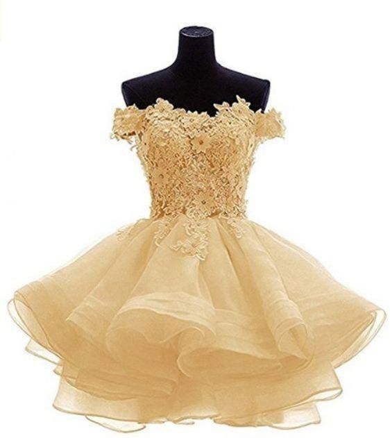 Cute Off The Shoulder Homecoming Dress Lace Appliques Short Prom Dress