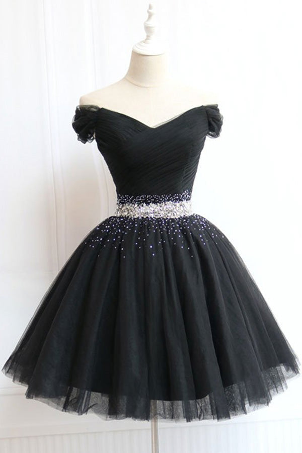 Cute Off The Shoulder Homecoming Dress Tulle Short Prom Dress