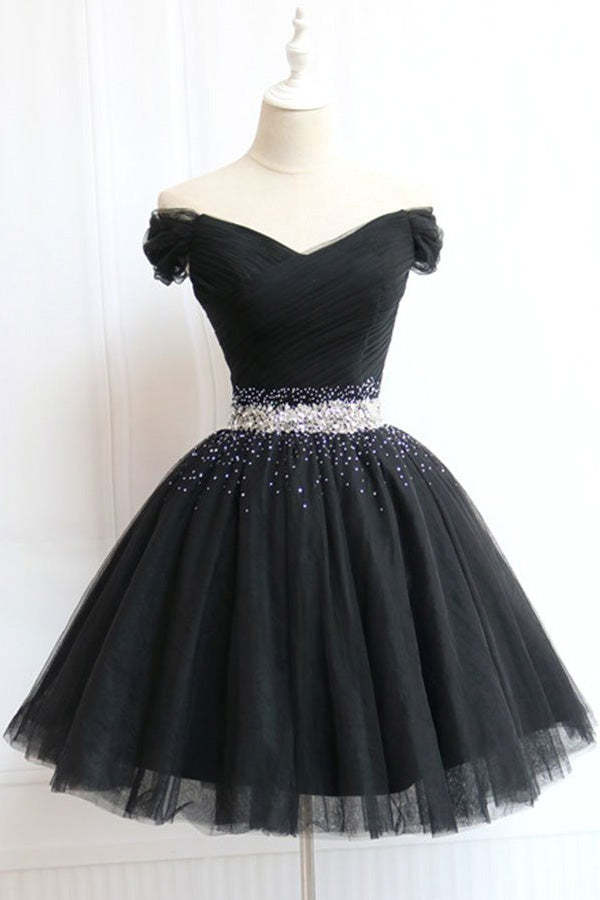 Cute Off The Shoulder Homecoming Dress Tulle Short Prom Dress