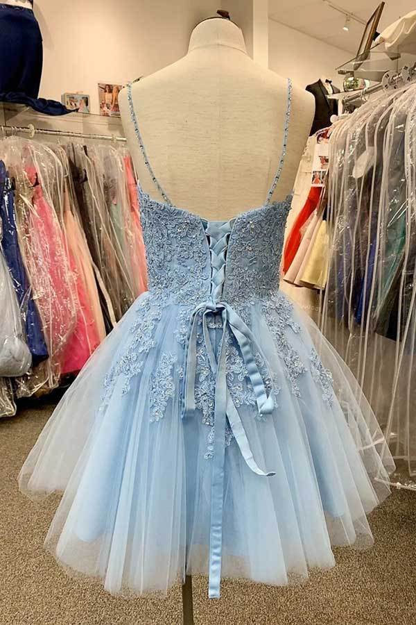 Cute V Neck Short Homecoming Dress With Lace Appliques WD201