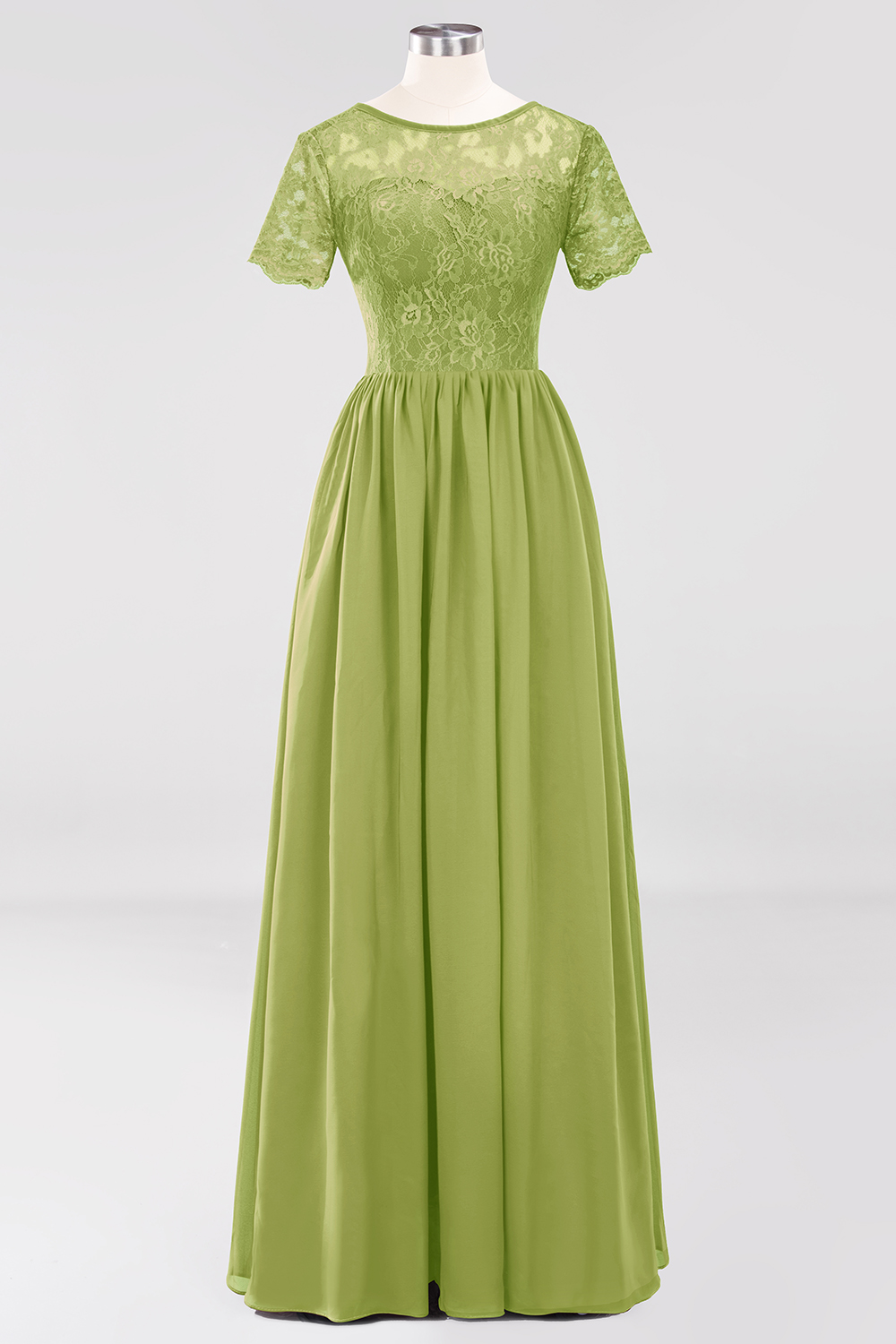 27prom Elegant Dark Navy Long Lace Bridesmaid Dresses with Short-Sleeves-27prom