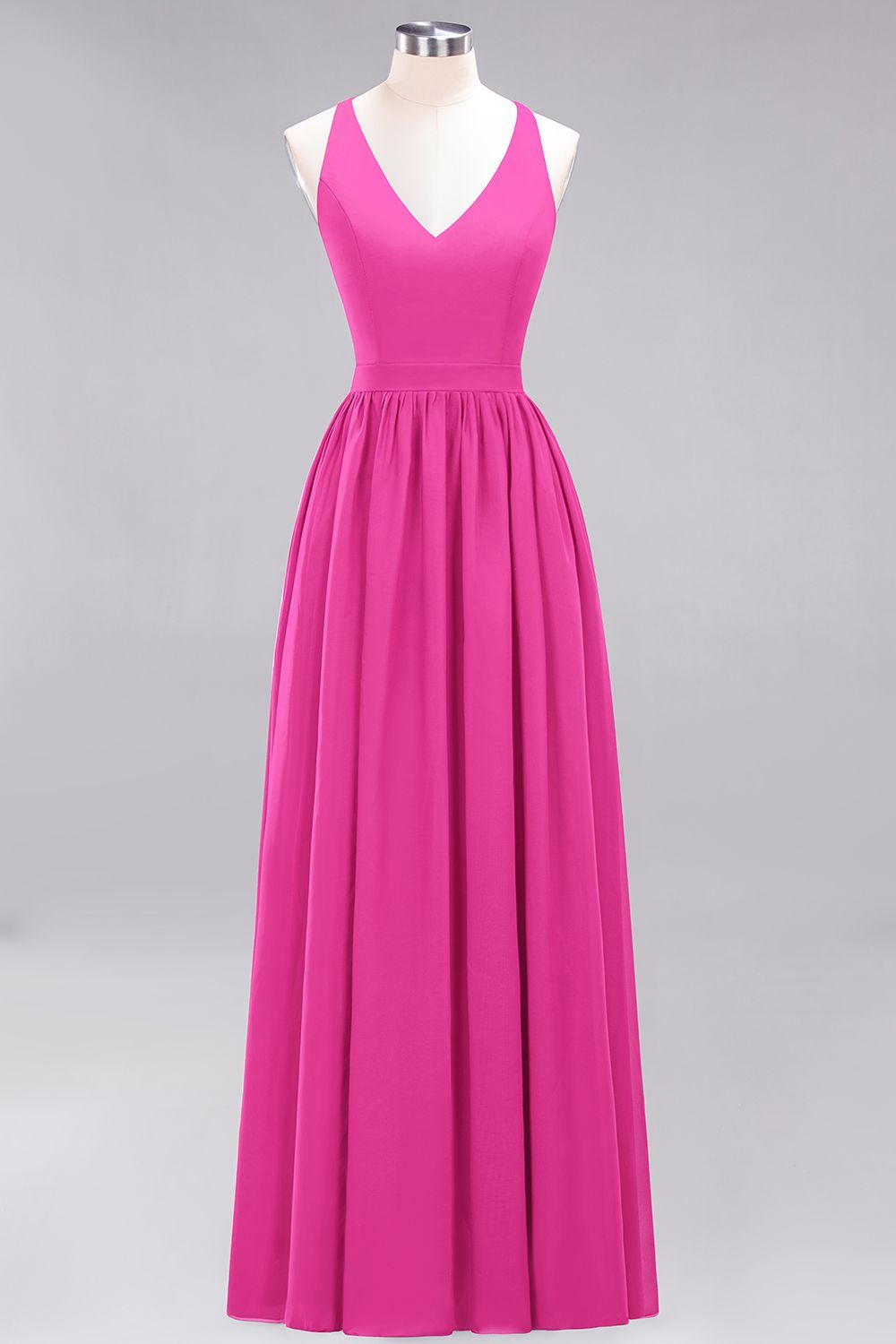 27prom Affordable Chiffon V-Neck Sleeveless Lace Bridesmaid Dress Online-27prom