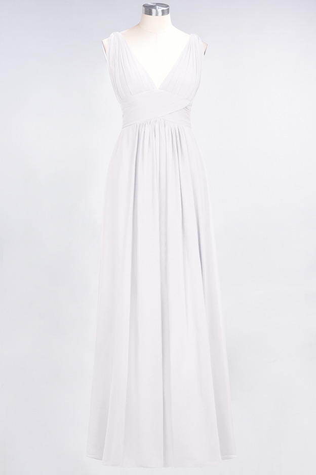 27prom Elegant V-Neck Burgundy Chiffon Affordable Bridesmaid Dress with Ruffle-27prom